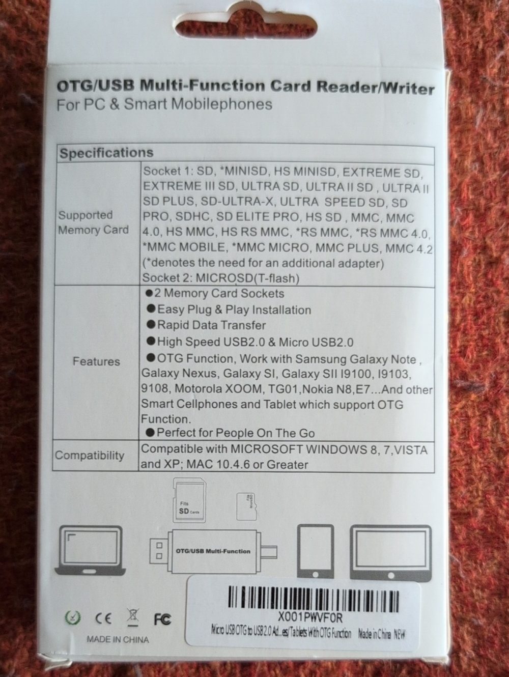 NWOT OTG/USB Multi-Function Card Reader/Writer - Black - Picture 2 of 2